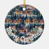 Montana Christmas in Midnight Street Watercolor Keramik Ornament (Vorne)