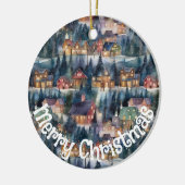 Montana Christmas in Midnight Street Watercolor Keramik Ornament (Links)