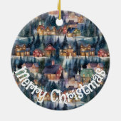 Montana Christmas in Midnight Street Watercolor Keramik Ornament (Hinten)