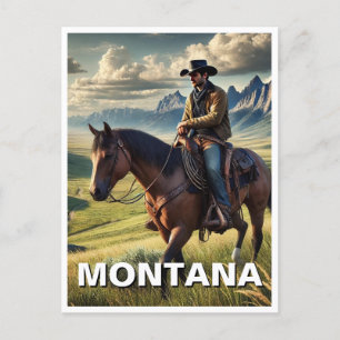 Montana Cowboy auf einem Pferd Postkarte