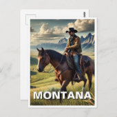 Montana Cowboy auf einem Pferd Postkarte (Vorne/Hinten)