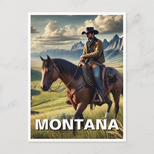 Montana Cowboy auf einem Pferd Postkarte (Vorderseite)
