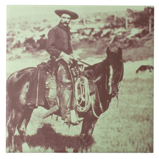 Montana-Cowboy, c.1880 (b/w Foto) Fliese (Vorderseite)