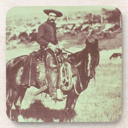 Montana-Cowboy, c.1880 (b/w Foto) Getränkeuntersetzer (Vorderseite)