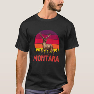 Montana Deer Hunter Sunset Vintag Retro Jagen T-Shirt