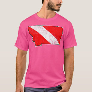 Montana Dive Flag Scuba Diving Staat Karte Tauchen T-Shirt