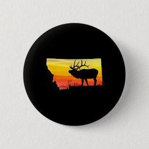 Montana-Elchjäger-Vater Vintage Retro Sonne Bogen Button
