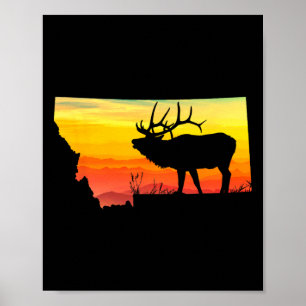 Montana-Elchjäger-Vater Vintage Retro-Sonne-Bogen- Poster
