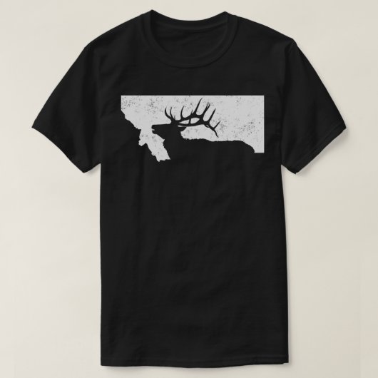 Montana Elk Jagd Bull Elk MT Staat Form T-Shirt (Design vorne)