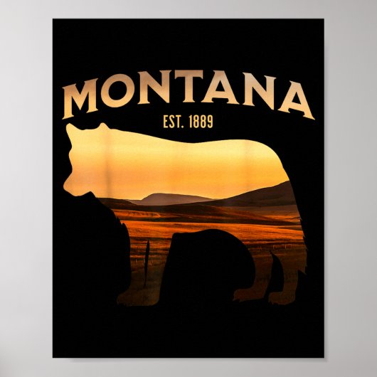 Montana Est 1889 Wolf Scenic Wilderness Blick Poster (Vorne)