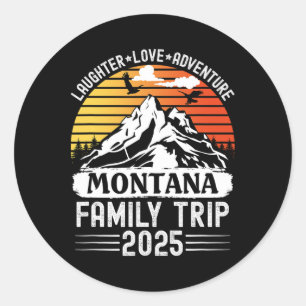 Montana Familienreise 2025 Bergcamping-Abenteuer Runder Aufkleber