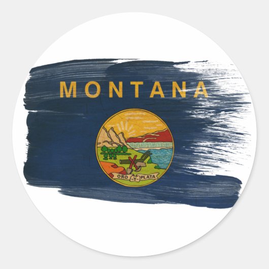 Montana-Flagge Runder Aufkleber (Vorderseite)