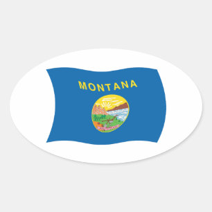 Montana-Flaggen-Aufkleber Ovaler Aufkleber