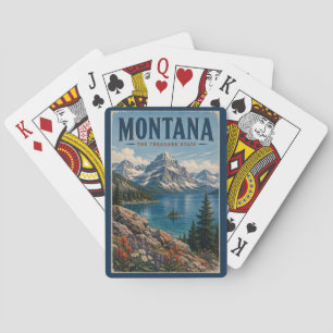 Montana-Gebirgsillustration Reise Kunst Vintage Spielkarten