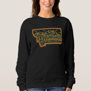 Montana Gebirgslandschaft Staatsumriss Design Sweatshirt