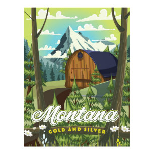 Montana "Gold und Silber" Reiseposter Fotodruck