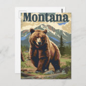 Montana Grizzly Vintag Postkarte (Vorne/Hinten)