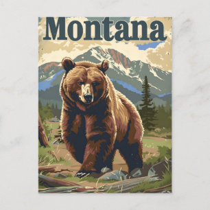 Montana Grizzly Vintage Postkarte