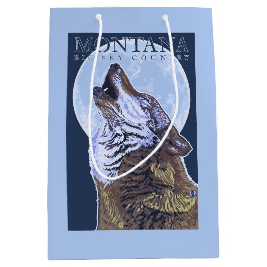 Montana -- Großer Himmel CountryHowling Wolf Mittlere Geschenktüte (Vorderseite)