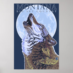Montana -- Großer Himmel CountryHowling Wolf Poster
