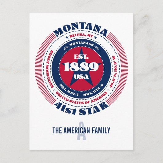 Montana, Helena, MT, Patriotic, Monogramm Postkarte (Vorderseite)