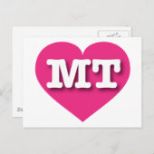 Montana Hot Pink Heart - I Liebe MT Postkarte (Vorne/Hinten)
