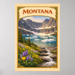 Montana Iceberg Lake Vintage Reise Poster