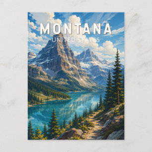 Montana Illustrations Reise Kunst Vintage Postkarte