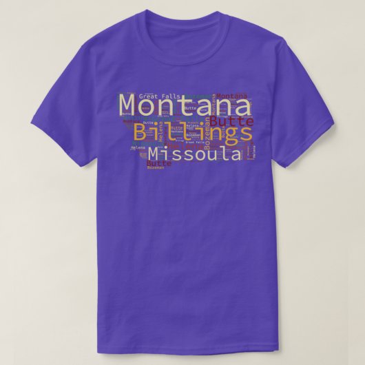 Montana Karte und Städte T-Shirt (Design vorne)
