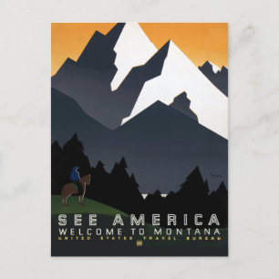 Montana Landschaftskunst Unbearbeitete Vintage-Fot Postkarte