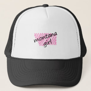 Montana-Mädchen mit gekritzelter Montana-Karte Truckerkappe