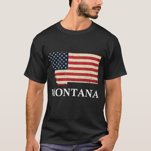 Montana Map Staat American Flag 4. Juli Pride T-Shirt (Vorderseite)