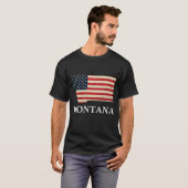Montana Map Staat American Flag 4. Juli Pride T-Shirt (Vorne ganz)