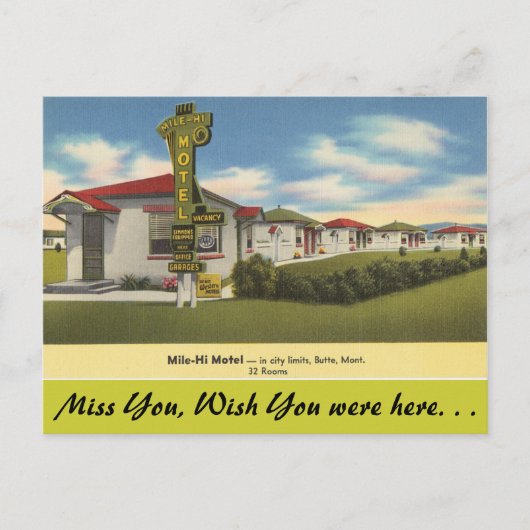 Montana, Mile-Hi Motel, Butte Postkarte (Vorderseite)