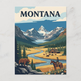 Montana Mountain Ranch Büffel Vintage Poster Postkarte