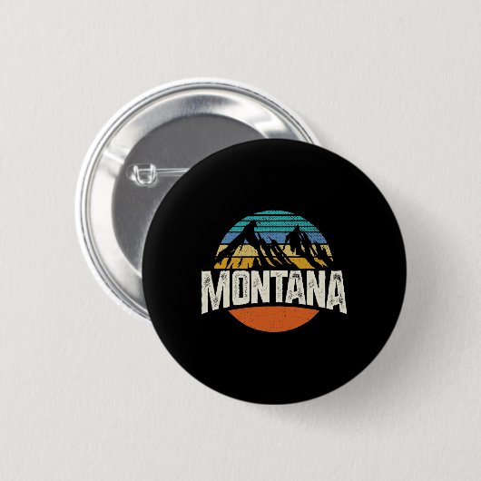 Montana Mountains Retro Design Hiking Mt  Button (Vorne & Hinten)