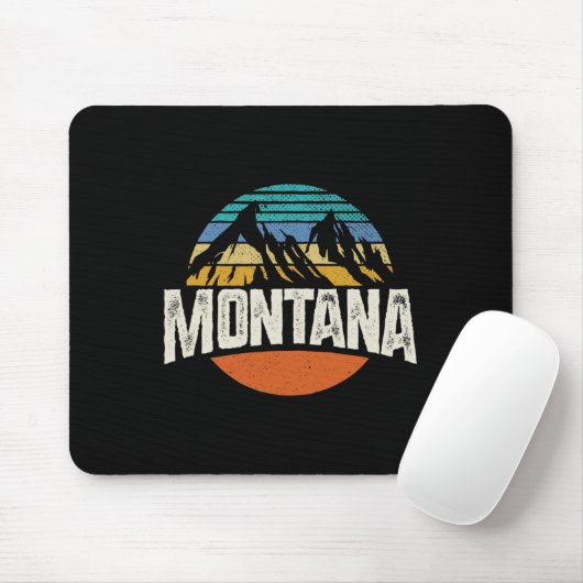 Montana Mountains Retro Design Hiking Mt Mousepad (Mit Mouse)