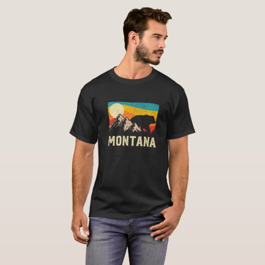 Montana Natur Wilder Bär Retro T-Shirt (Vorne ganz)