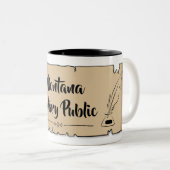 Montana Notary Public Scroll Feather Quill Zweifarbige Tasse (VorderseiteRechts)