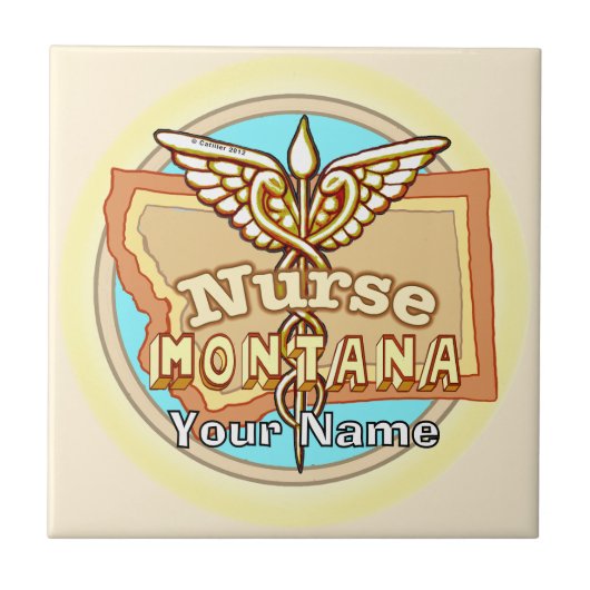 Montana Nurse Caduceus Tile Fliese (Vorderseite)