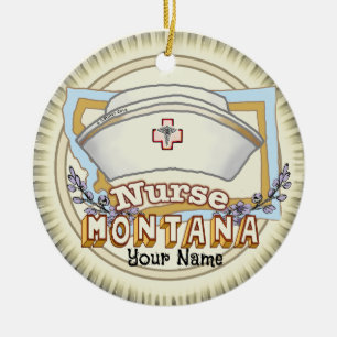Montana Nurse Keramik Ornament