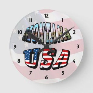 Montana Picture and USA Text Clock Runde Wanduhr