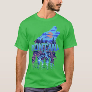 Montana Retro Vintager Berg Außenwelt Wolf T-Shirt