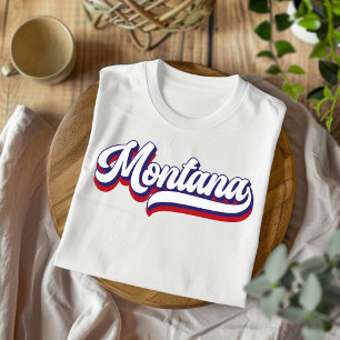 Montana Rot Weiß Blau Vintage Schrift T-Shirt