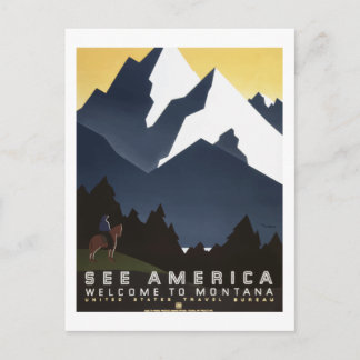 Montana "Sehen Sie Amerika" Vintage-Reiseposter Postkarte