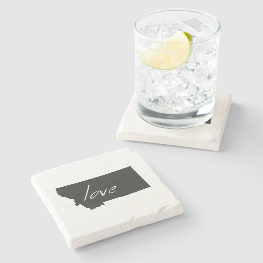 Montana Shaped Black Chalkboard Montanan Liebe Steinuntersetzer (Seitenansicht)