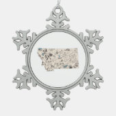 Montana Shaped Retro Picture Map Schneeflocken Zinn-Ornament (Vorderseite)