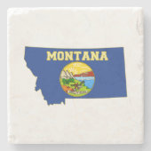 Montana Silhouette Map Shaped State Flag Steinuntersetzer (Vorderseite)