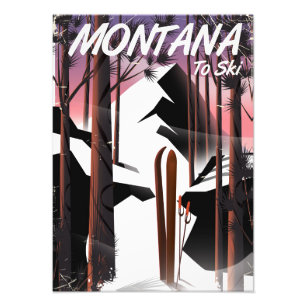 Montana Ski Vintage Reiseplakat Fotodruck