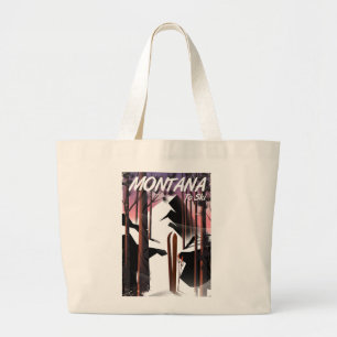 Montana Ski Vintage Reiseplakat Jumbo Stoffbeutel